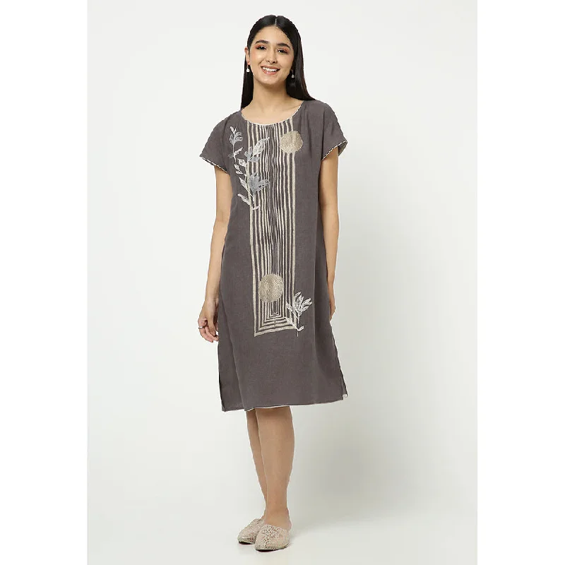Kaveri Grey Leaf Dress
