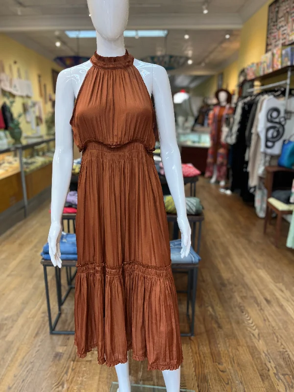 Satin Halter Tiered Dress (color options )