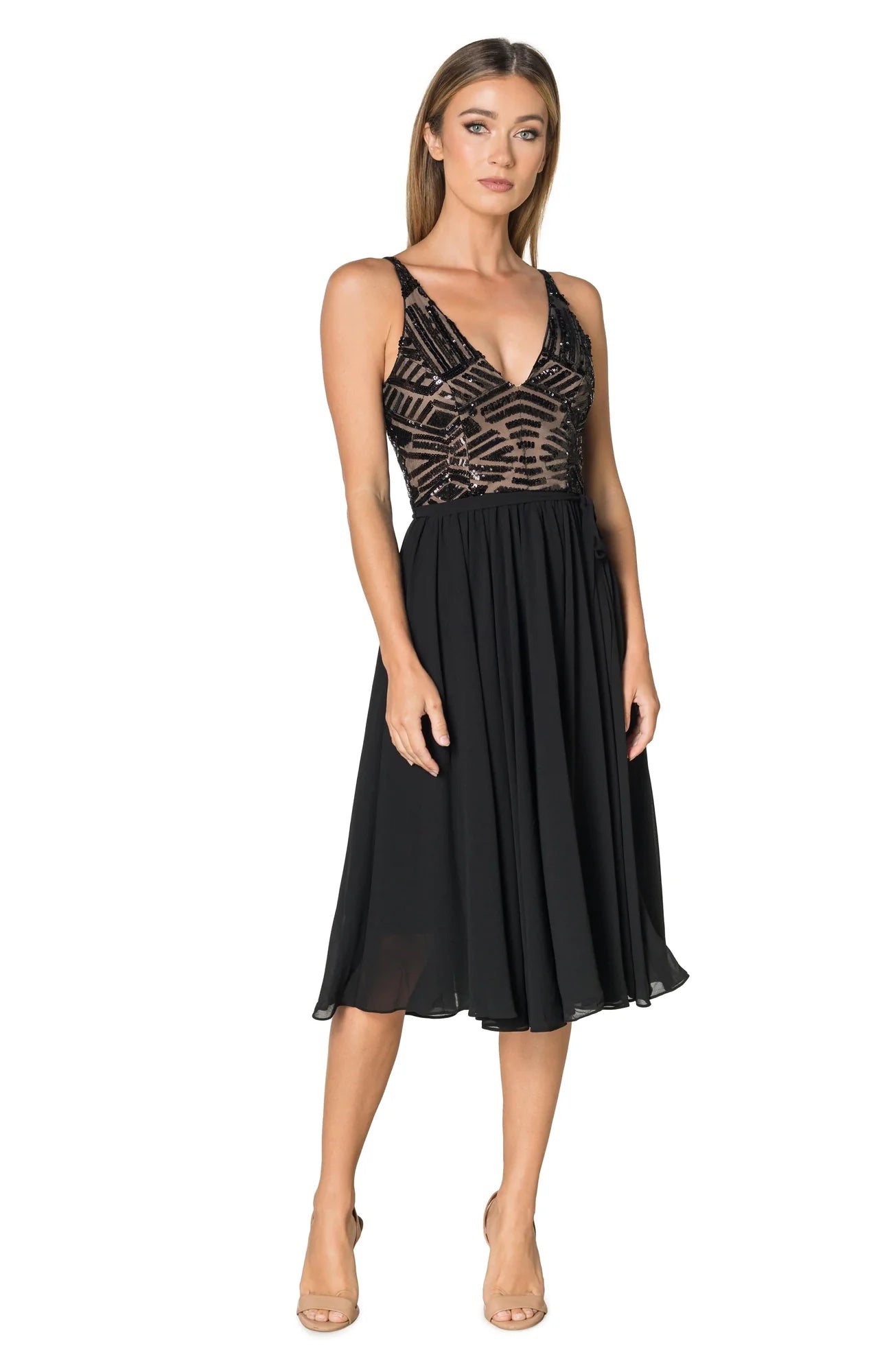 Alicia Dress Black Nude - Dress The Population