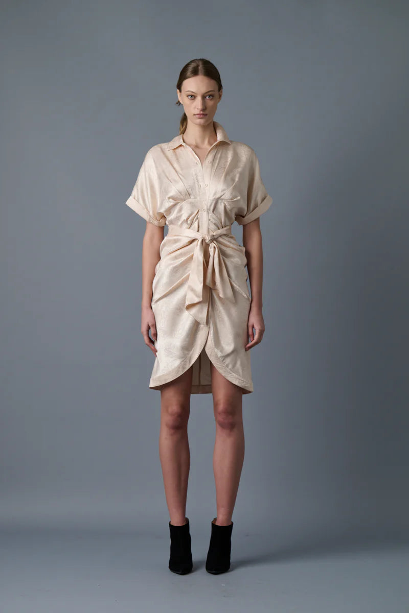 Mini Miko Dress Nude Jacquard - Le Superbe