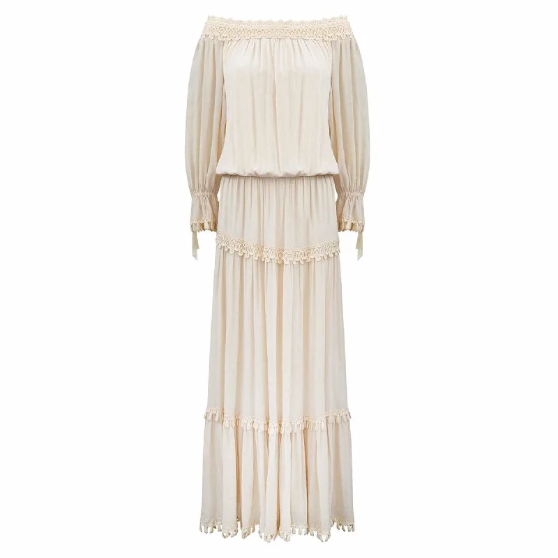 1977 Yves Saint Laurent Haute Couture Ivory Silk Crepe Dress