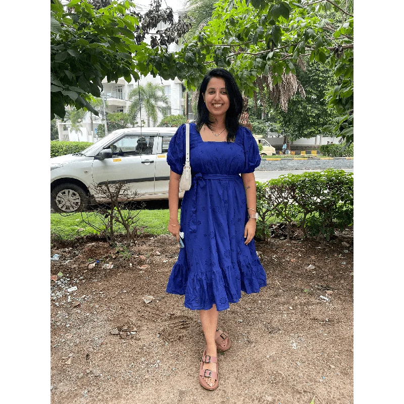 Blue Schiffli Preet Dress