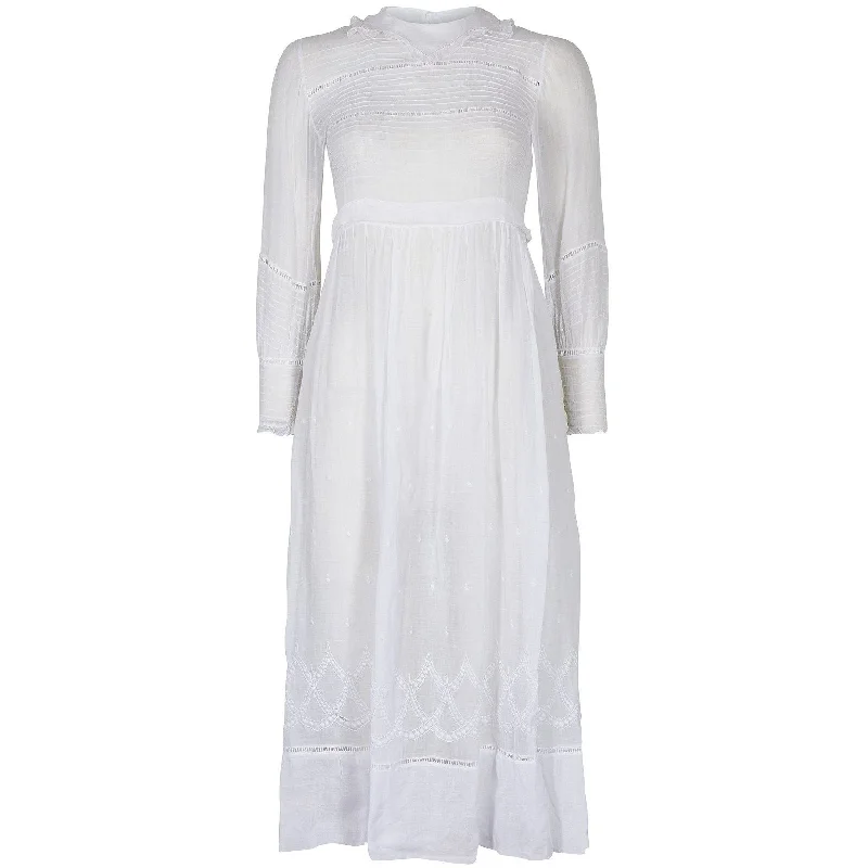 1910s White Cotton Muslin Tea Dress