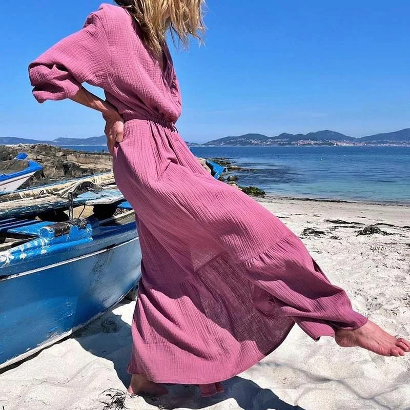 Long Sleeve Loose Elegant Solid Dresses