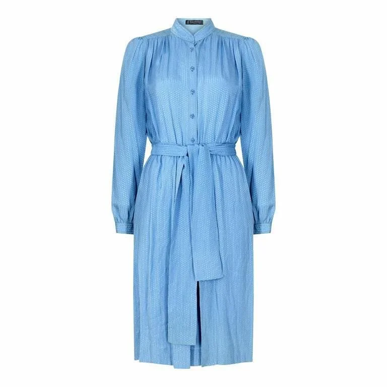 1970s Louis Feraud Sky Blue Silk Shirtwaister Dress