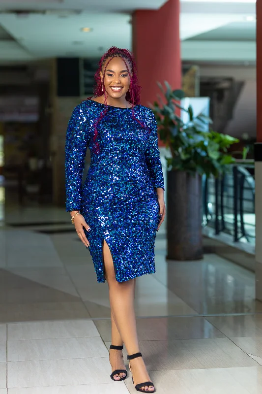 black blue sequin dress