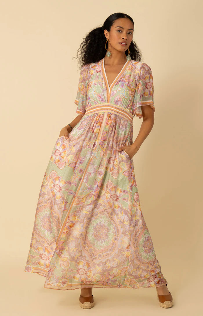 Jaliyah Chiffon Dress Maxi Green - Hale Bob