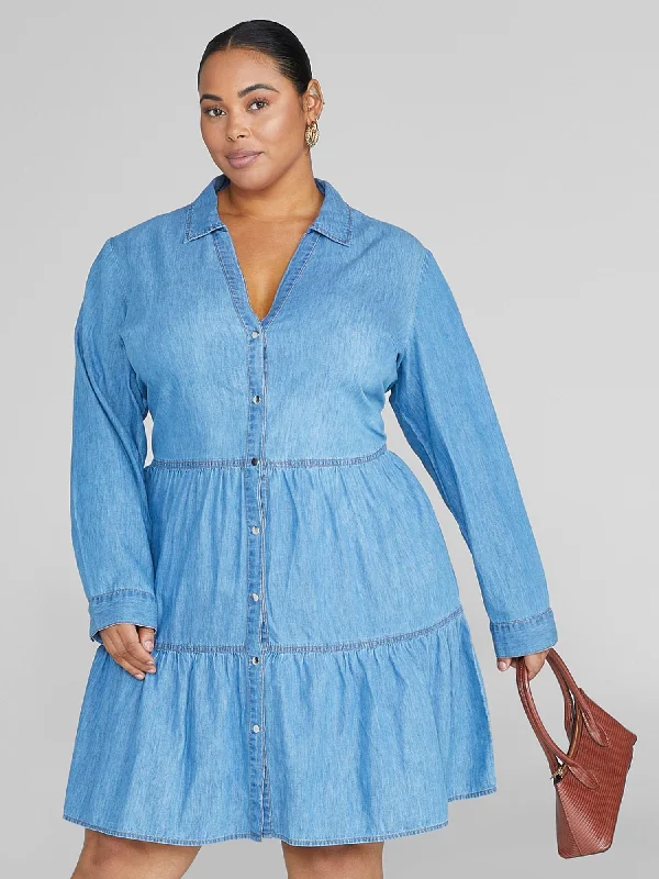 Fashion To Figure - Tanya Tiered Chambray Dress