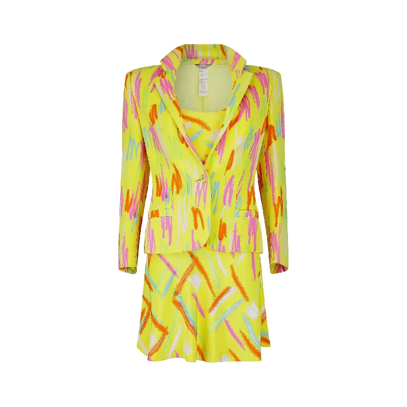 1996 Gianni Versace Couture Neon Dress Suit