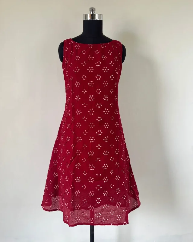 Amrit Dress - Red Bandhini