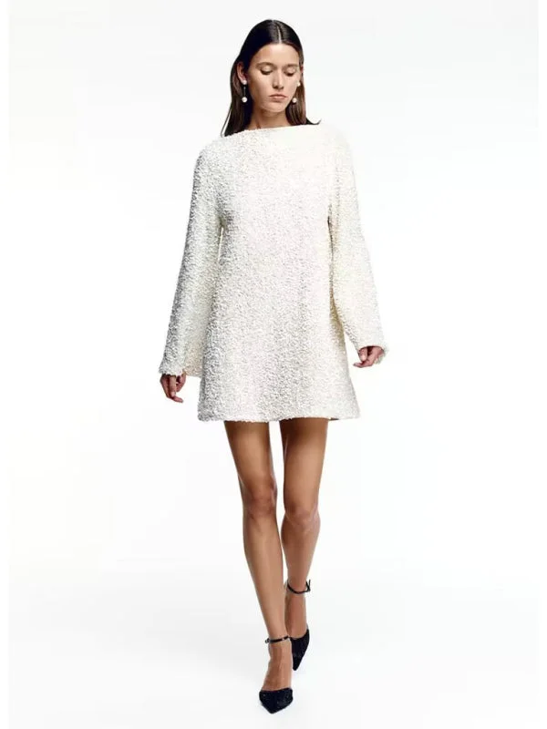 Blue Zone Planet |  Round neck long sleeve loose sequin dress