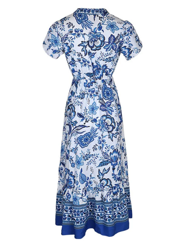 Blue Zone Planet |  Blue Printed Slim Dress