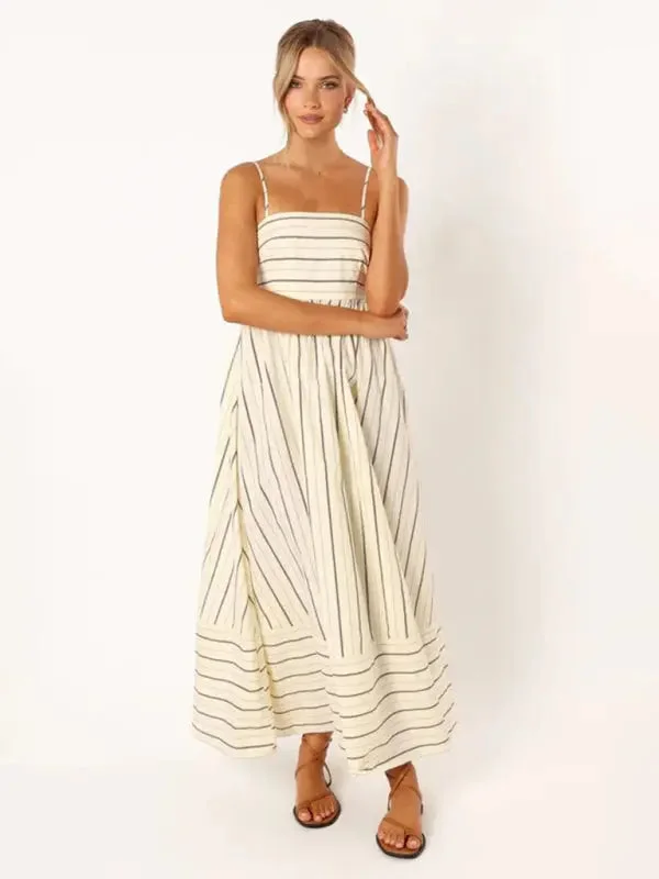 Blue Zone Planet | striped sleeveless strapless backless dress