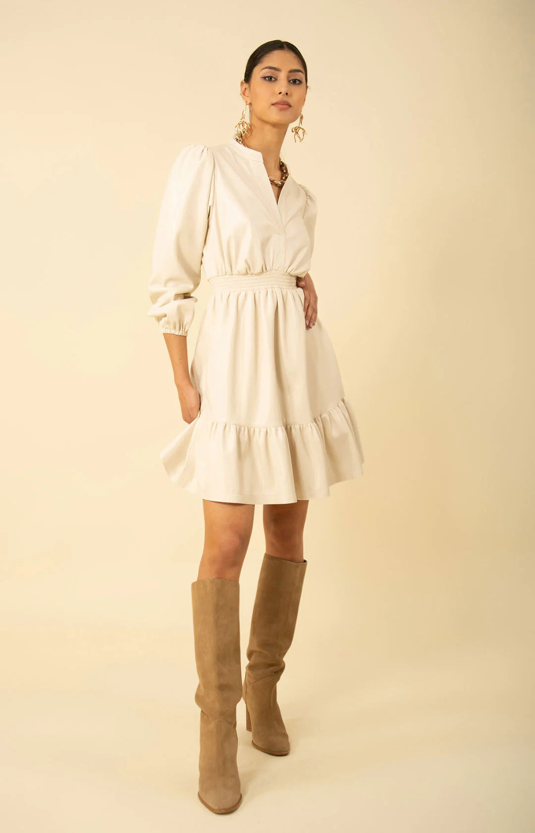 Emily Smocked Faux Leather Dress - Hale Bob