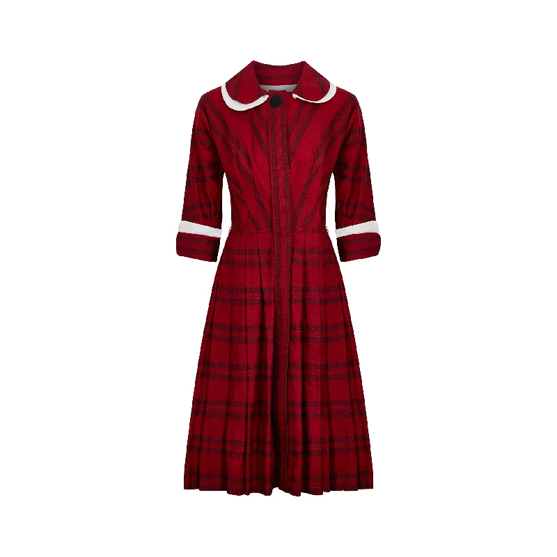 1950s Lou-Ette Red and Black Cotton Shirtwaister Dress