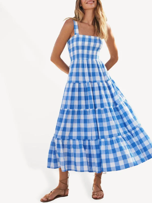 Blue Zone Planet |  Women's Casual Plaid Swing Sling Dress