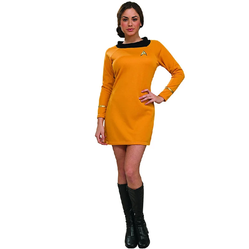 Star Trek Costume Women's Deluxe Dress Original Series Uniform Commander Gold