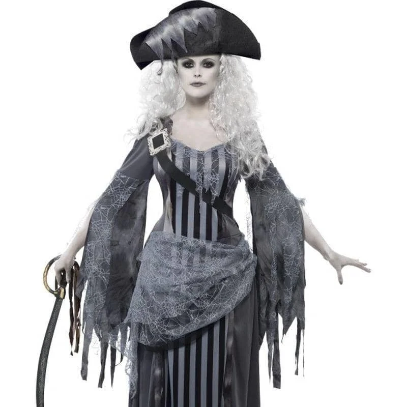 Ghost Ship Princess Costume Adult Grey Black Dress Hat