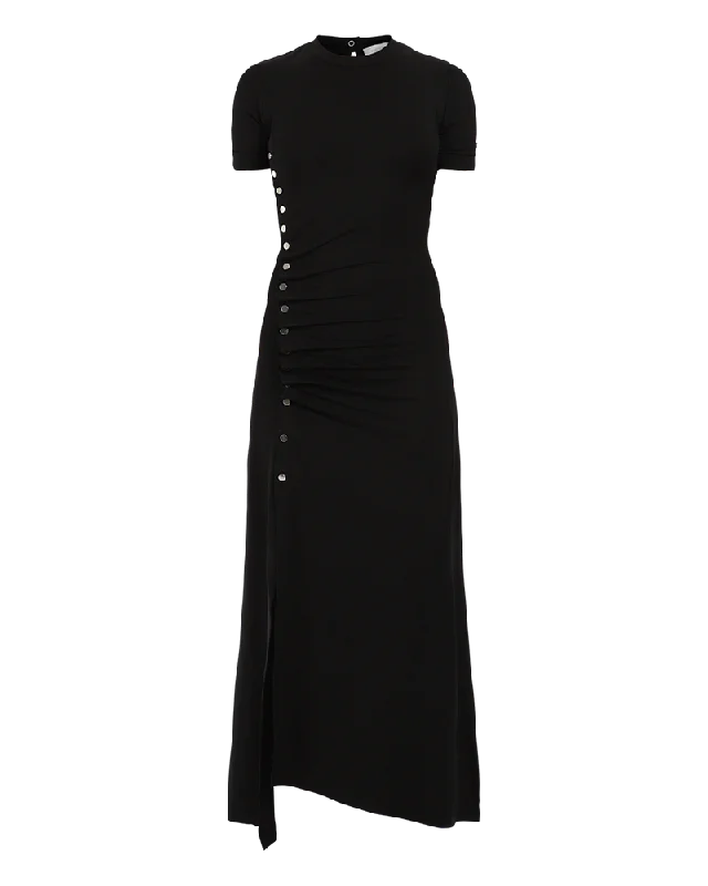Asymmetric Snap Fastening Dress