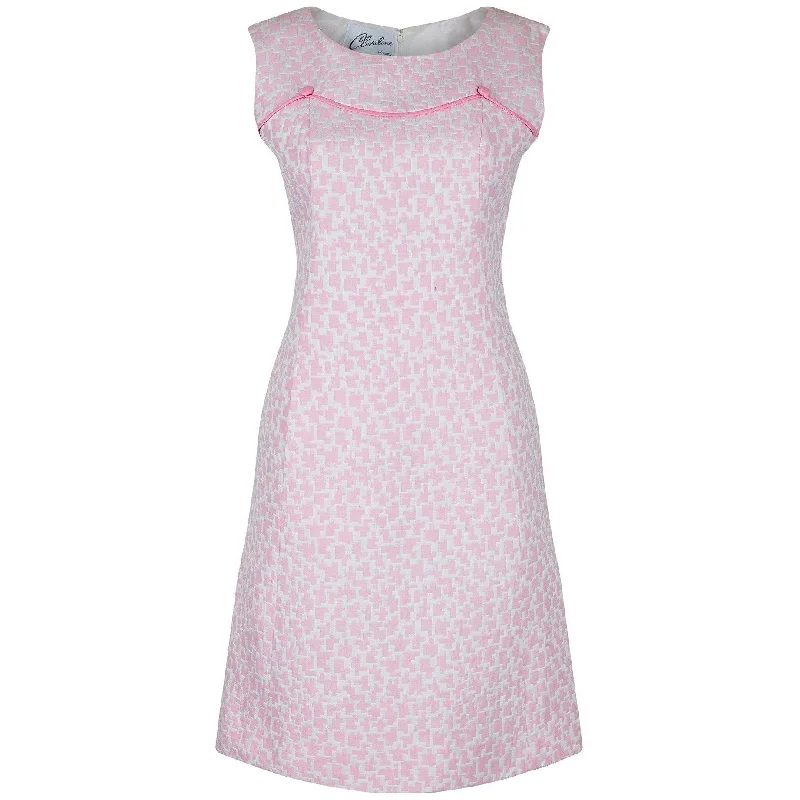 1960s Clevaline Cotton Abstract Pink and White Dress