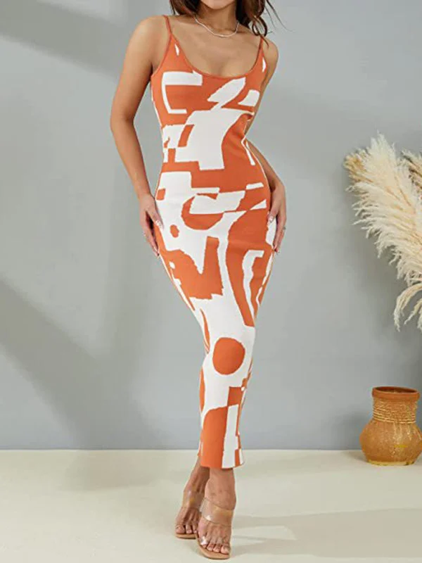 Blue Zone Planet |  Wind Print Slim Slim Elegant Dress