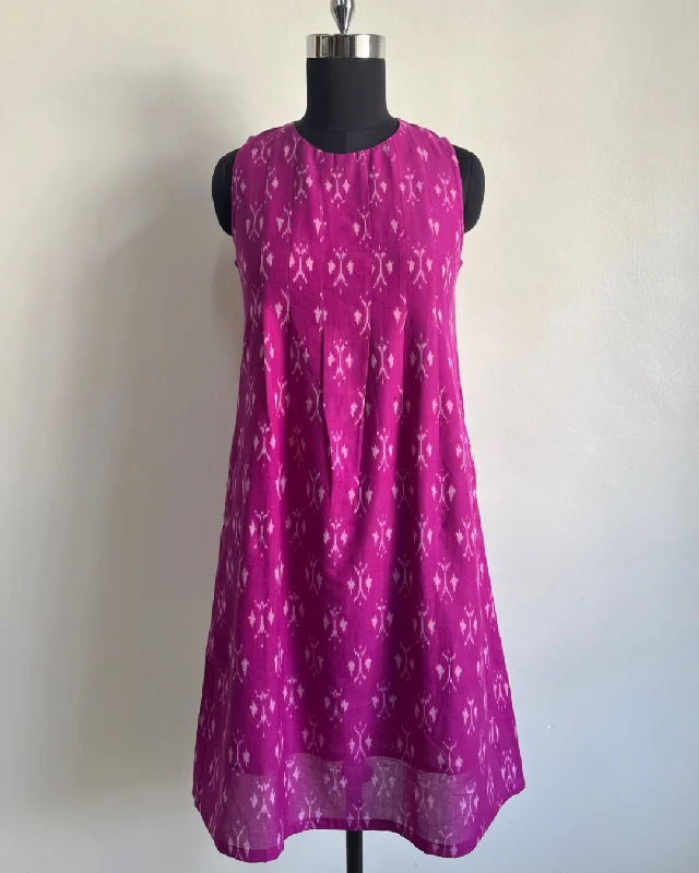 Kalyani Dress - Fuchsia ikkat