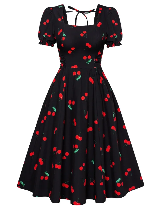 Belle Poque Plus Size Vintage Dresses for Women Cocktail Tea Party Sun Dresses Beach Summer Casual Dress Black XXL