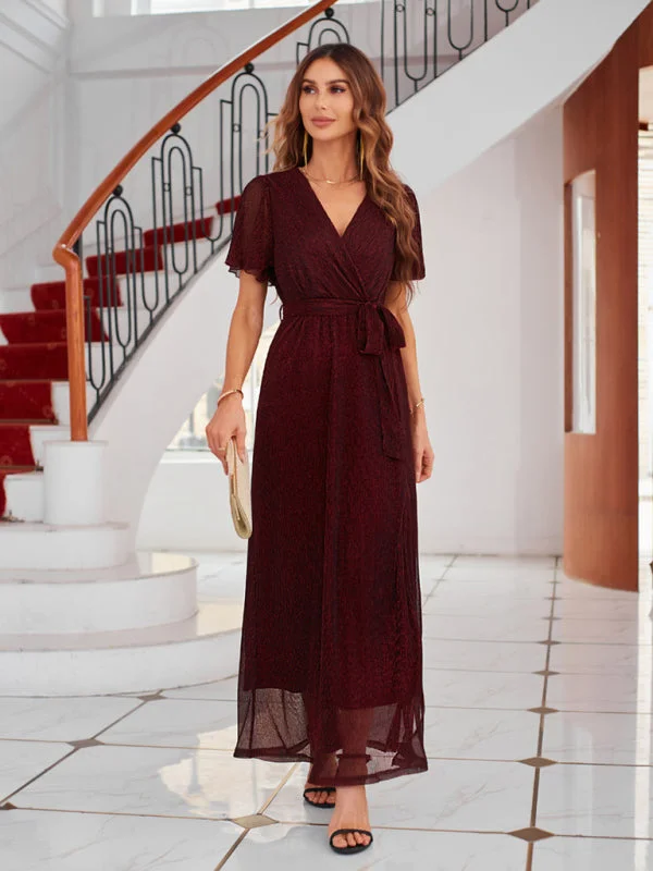 Blue Zone Planet |  and elegant sparkling V-neck strappy dress