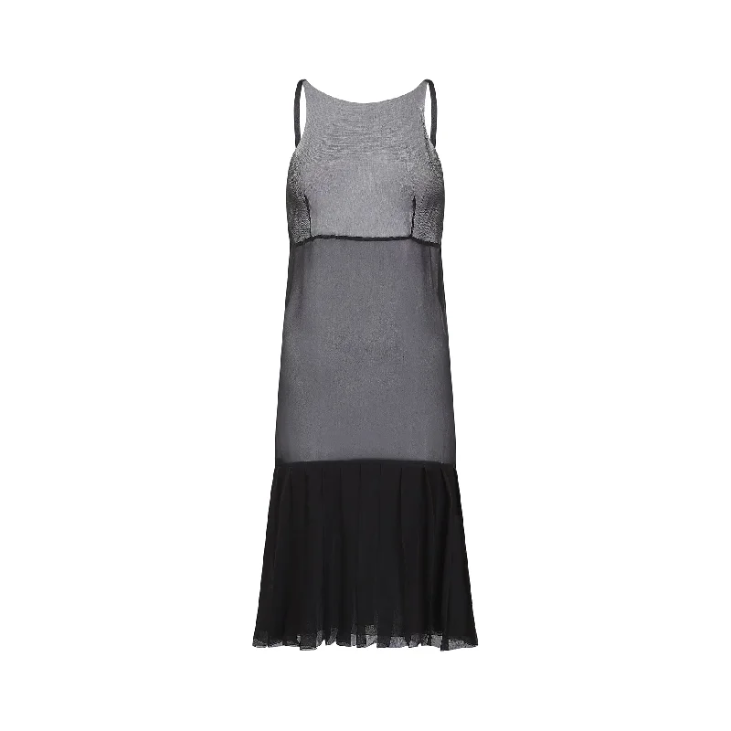 2000s Runway Documented Chanel Black Silk Slip Dress