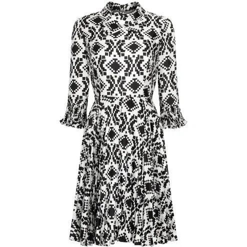 Veronica at Rembrandt Vintage 1960s Geometric Print Monochrome Dress