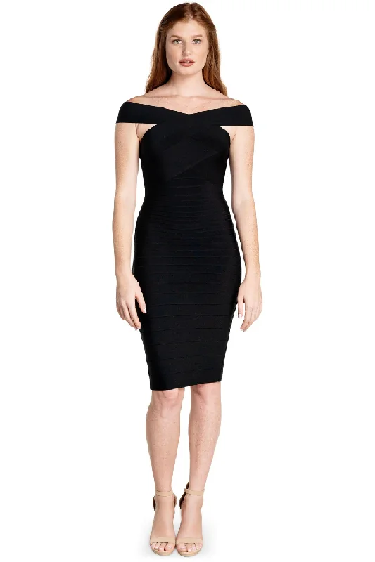 Maia Bateau-Neckline Dress Black - Dress The Population