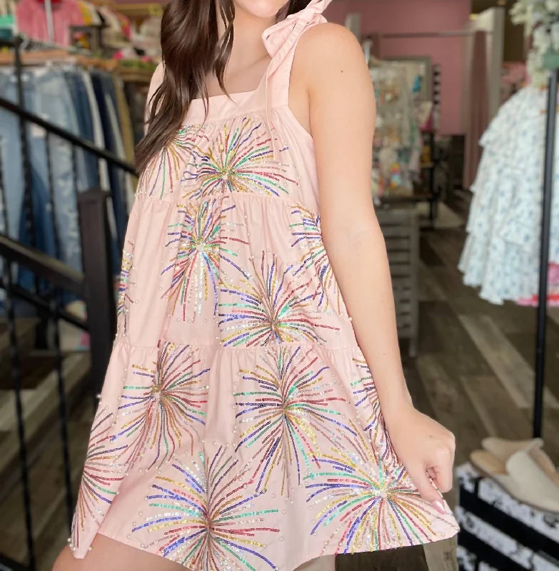 Firework Tie Dress In Pink