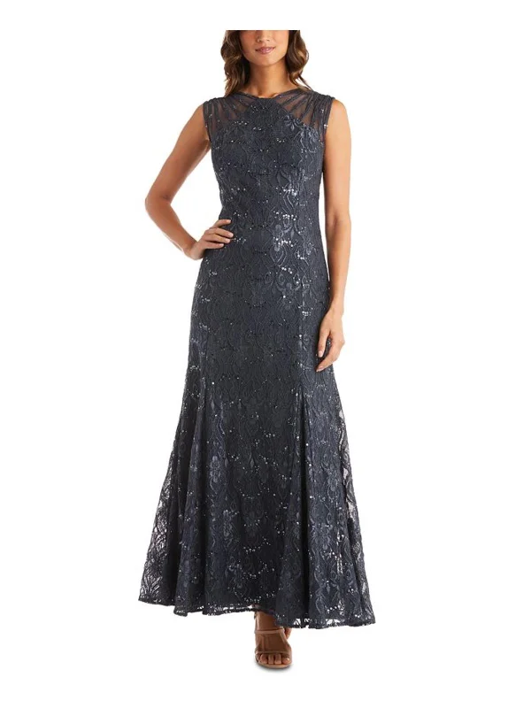 Womens Lace Sequined Cocktail Dress