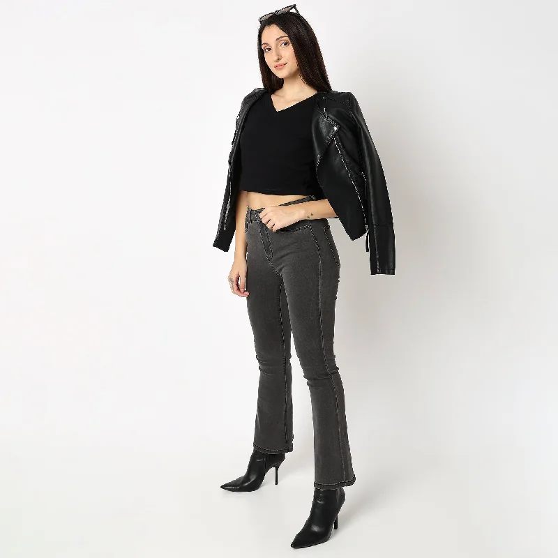 Slim Fit Solid T-Shirt Front Pockets Side Pockets Patch Pockets