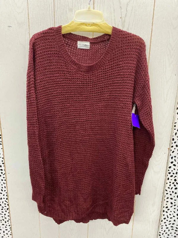 Ellie Autumn Burgundy Womens Size L Sweater Fleece Fabric Down Fabric Feather Fabric