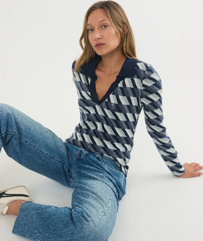 Morgan Sweater Polo Cashmere Blend Cotton Blend Poly Blend