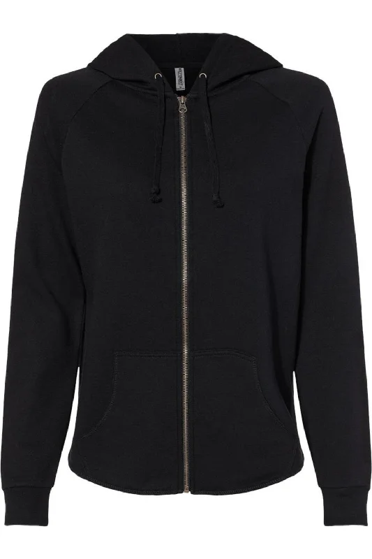 Independent Trading Co. Women´s California Wave Wash Full-Zip Hooded Sweatshirt Hoodie with Logo Branding Identity