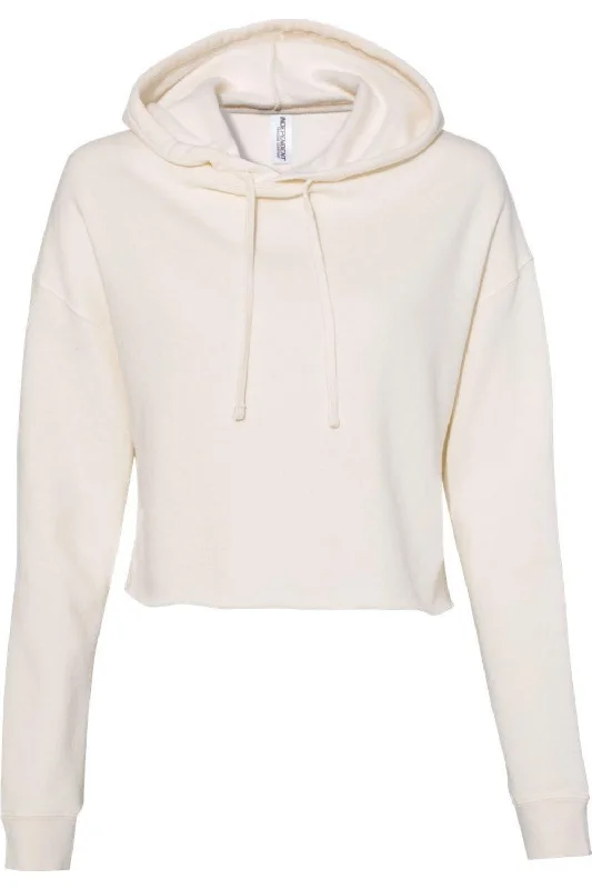 Independent Trading Co. Womens Lightweight Crop Hooded Sweatshirt Hoodie with Embroidery Detailed Premium