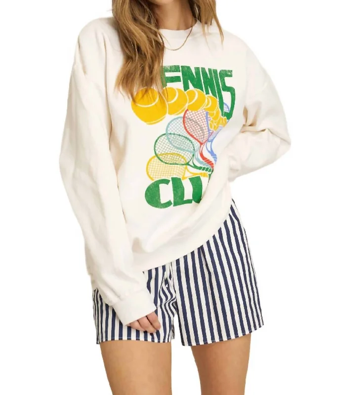 Tennis Club Oversized Sweatshirt In Snowflake Hoodie with Thumb Holes Functional Cozy