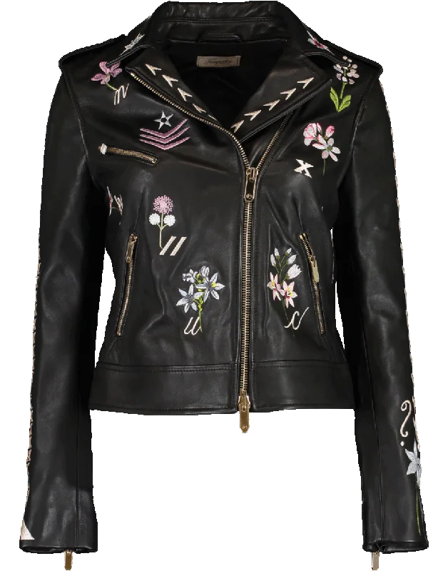 Ryder Embroidered Leather Jacket Anorak Shell Jacket Lightweight Jacket