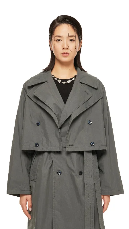 2 in 1 Trench Coat Stylish Plaid Trench Design