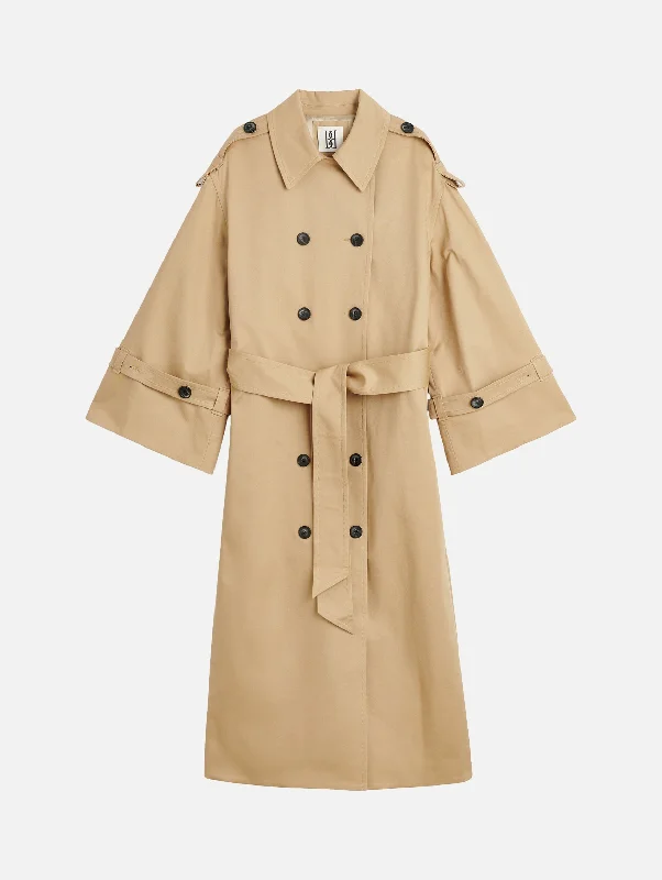 Alanis Trench Coat in Sand Beige Chic Military Style Trench