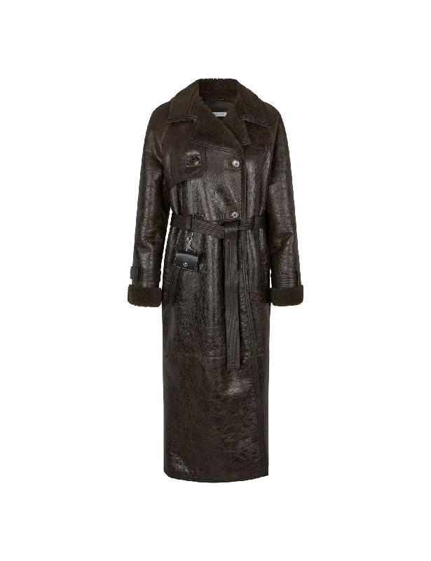 Alexa Trenchcoat — Distressed Brown Stylish Hooded Trench Coat