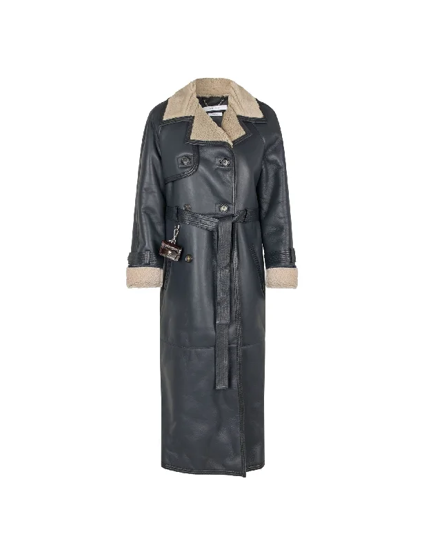 Alexa Trenchcoat — Navy / Beige Chic Plaid Trench Coat