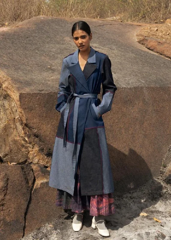 Amelia Denim Trench Chic Military Style Trench