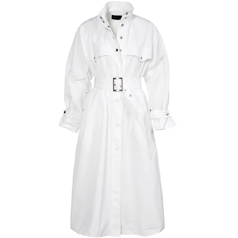 BELTED TRENCH-COAT "VANDA" IN WHITE Classic Military Trench Coat