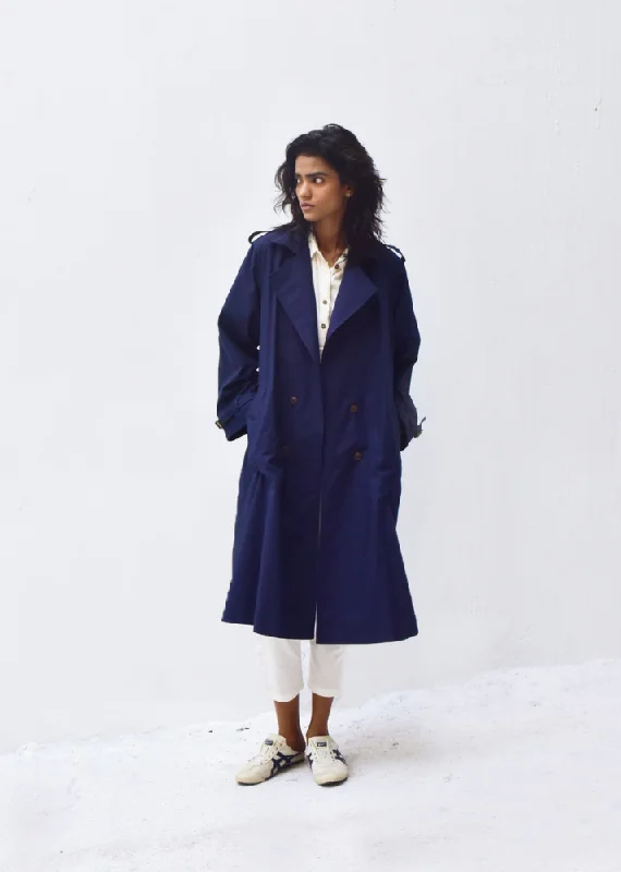 Blue Sage Trench Coat Trendy Cotton Trench Coat