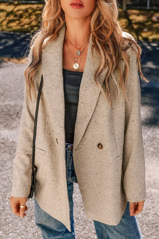 Elegant Double Breasted Trench Coat Timeless Lapel Coat Trendy Wide-Cuff Trench Coat