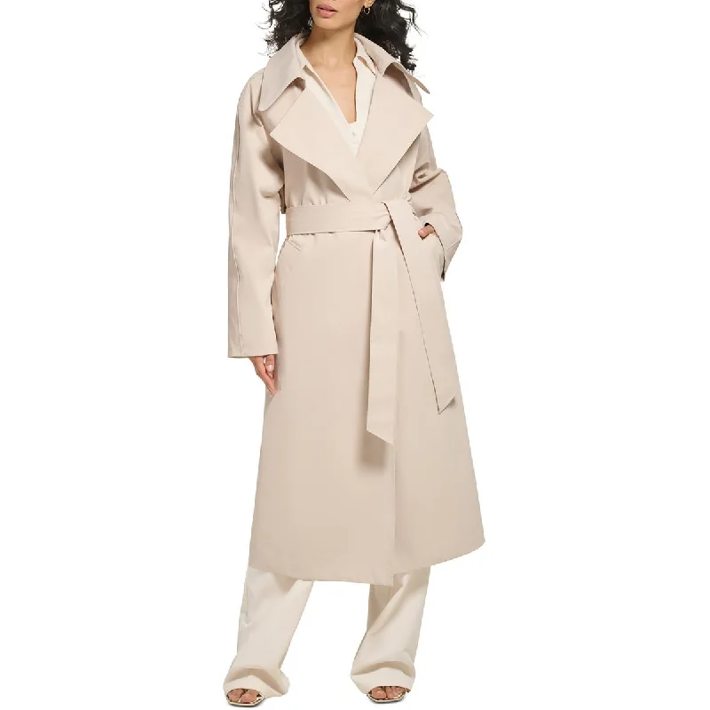 DKNY Womens Oversized  Long Coat Fuzzy Sherpa Pullover
