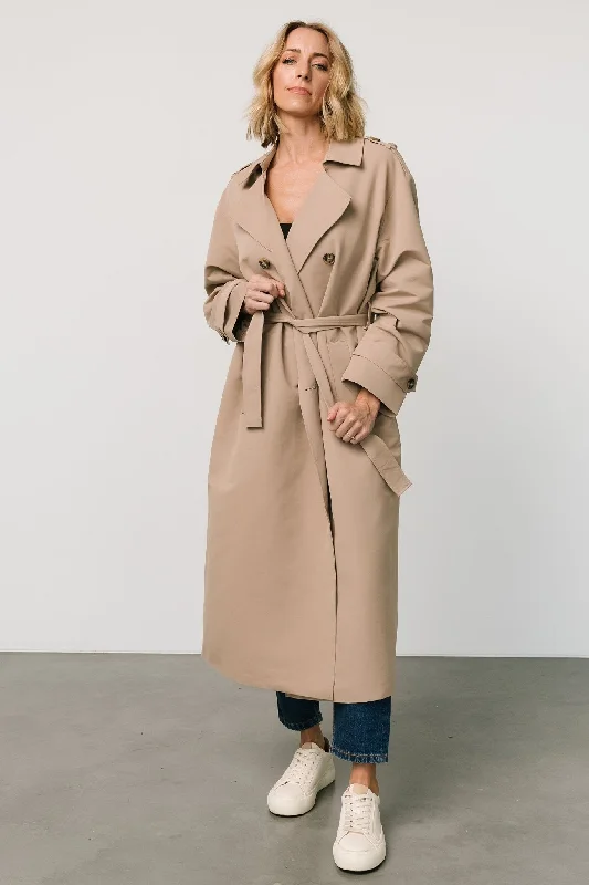 Elias Trench Coat | Beige Cozy Wool Trench Jacket